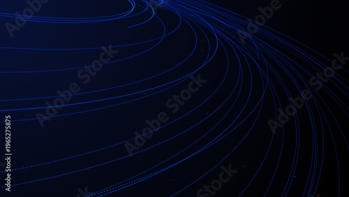 Fotografía Abstract blue particle light trails on dark background