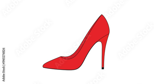 A simple illustration of a classic red high heeled shoe on a white background