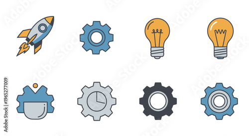 Innovation and technology icons set.