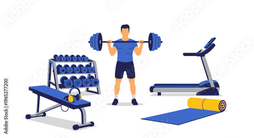 Man lifting weights at gym station.
