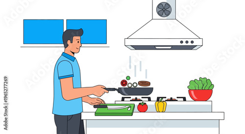 Man cooking in the kitchen.