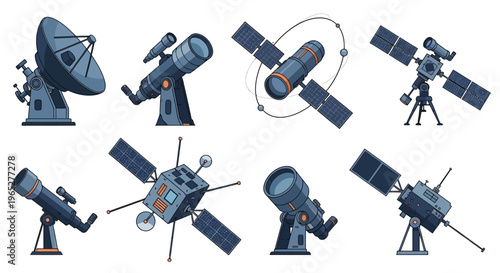 Satellite dishes and antennas in various forms.