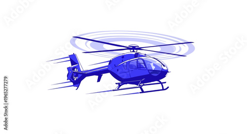 Blue Helicopter Aircraft Rotorcraft Vehicle.