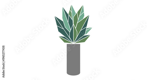 Green plant in gray pot.