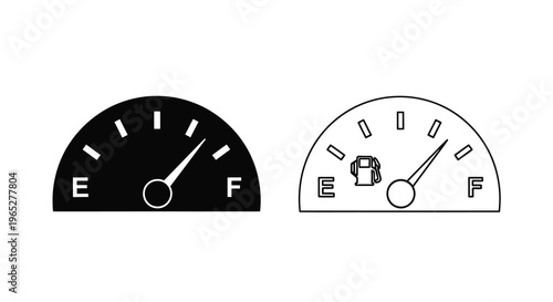 Fuel gauge icons displaying varying levels from empty to partially full