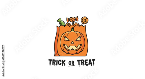 Halloween Trick or Treat Pumpkin Bag Full of Candy.