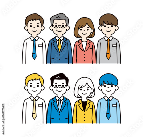 社長・経営者・男性社員・女性社員・従業員の上半身ベクターイラスト素材セット＿バリエーション