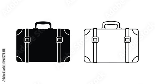 Black and white briefcases side by side Vector