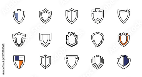 Collection of Shield Icons Vector Set Security Protection Emblem.