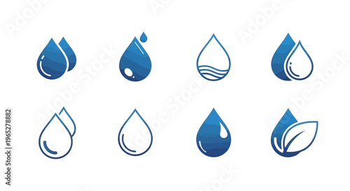 Collection of Water Droplet Icons and Symbols.