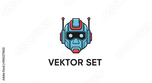 Futuristic Robot Head Icon Vector Art.