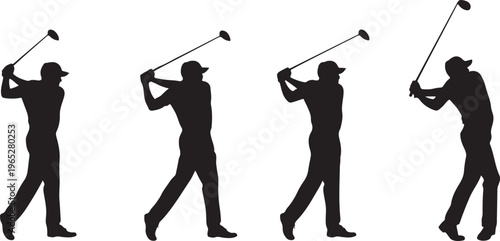 Golf, golfing, silhouette, vector icons, golf swings, black