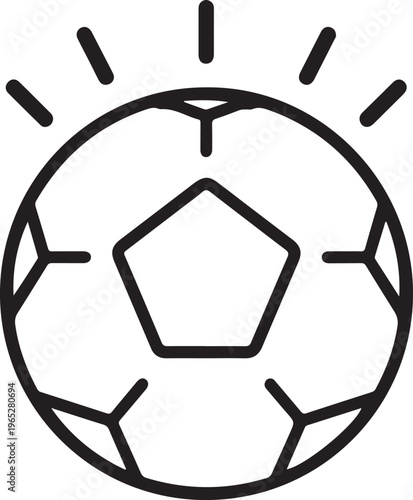 Soccer ball icon, sports symbol, football logo, black line art