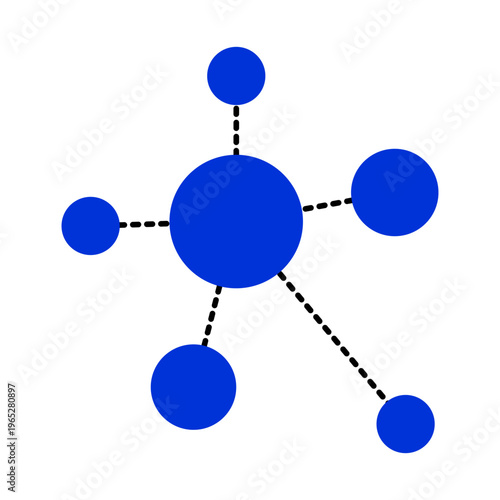 Blue interconnected circles forming a network or hub and spoke diagram.