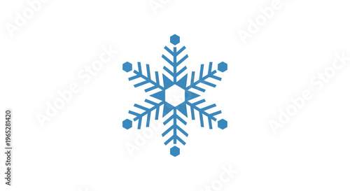 Blue Snowflake Icon with Detailed Geometric Pattern.