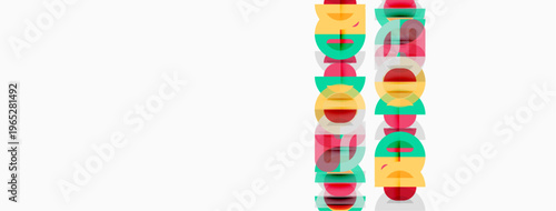 Colorful overlapping letterforms spell dede. Bright hues create dynamic visual texture. Minimalist design, simple composition.