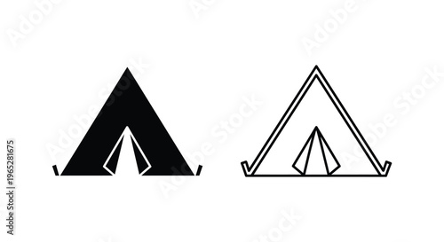 Tent camping triangle logo outdoors adventure symbol Vector