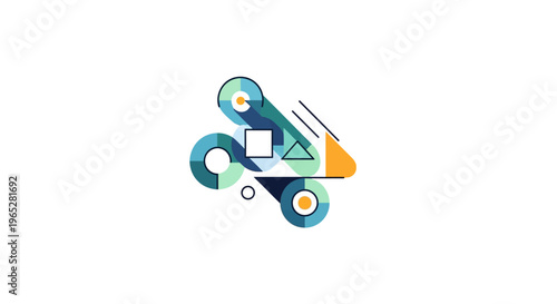 Abstract geometric shapes with vibrant colors and textures.