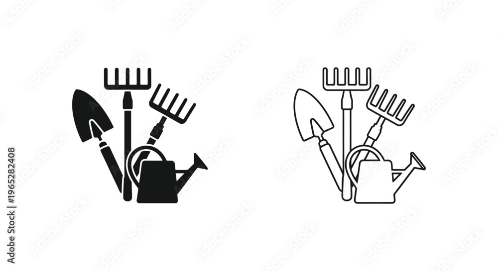 Fototapeta premium Gardening tools and equipment vector illustration Vector