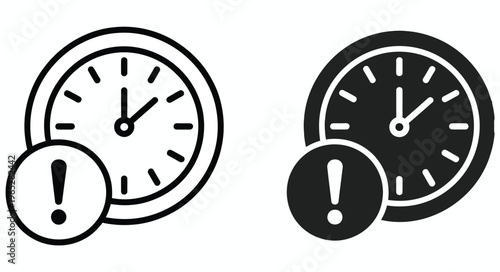 Alarm, exclamation vector icon set with alert symbols, representing warnings, notifications, and urgent messages, clean modern flat vector design