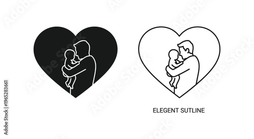 Heart shaped parent child illustration Vector