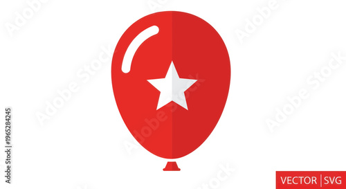 Free Download Red Party Balloon with White Star Icon, Isolated on White Background - GFXLoad