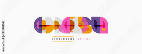 Abstract colorful shapes form dynamic background. Geometric elements create modern design, suitable for various projects. Soft gradients enhance visual appeal.