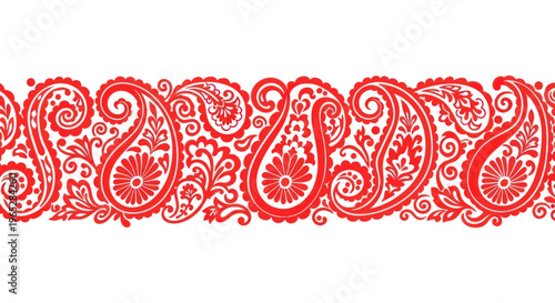 Red Paisley Border Pattern - Traditional Decorative Element