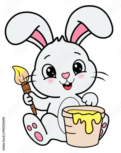 Cute Bunny with Honey Clipart