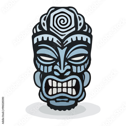 Blue Tribal Tiki Mask Icon