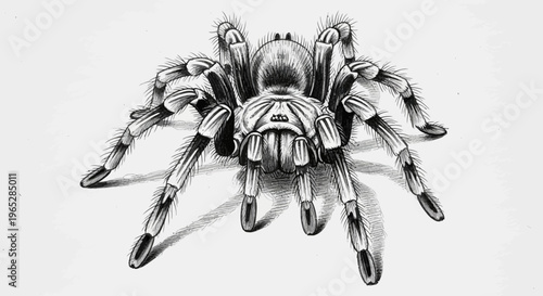 Detailed Pen and Ink Illustration of a Tarantula Spider