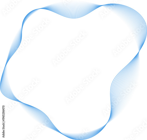 Circle round liquid shape with blue gradient line. Design element