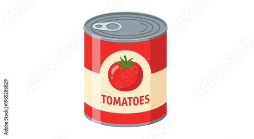 Canned Tomatoes - Red Metal Food Container with Tomato Label