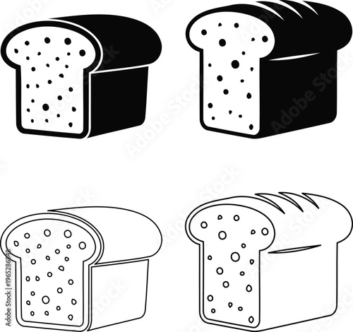 Illustrations of sliced bread in various orientations