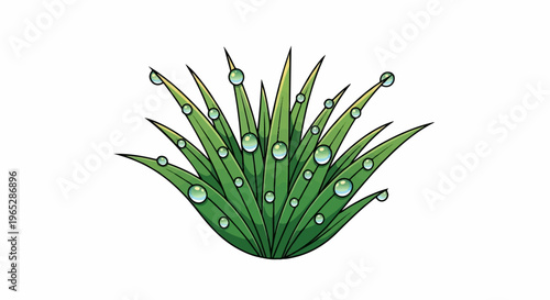 Lush green grass blades adorned with glistening dew drops