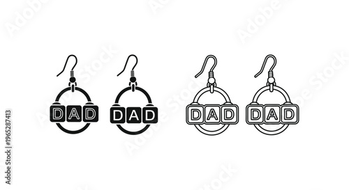 Dad earrings father's day jewelry Vector
