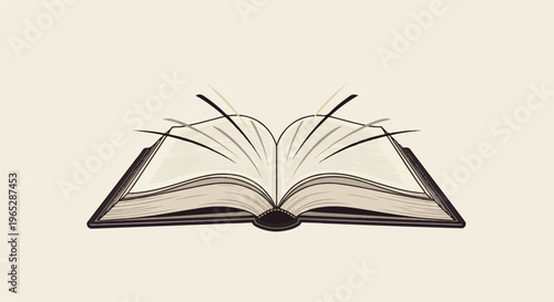 An open book with abstract lines emanating from its pages