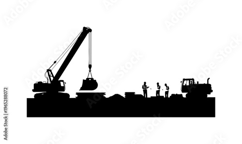 Construction Crane Lifting Heavy Load at Worksite