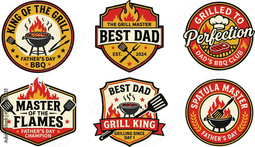 Grilling Master Badges and Labels A Collection of Father's Day BBQ Designs