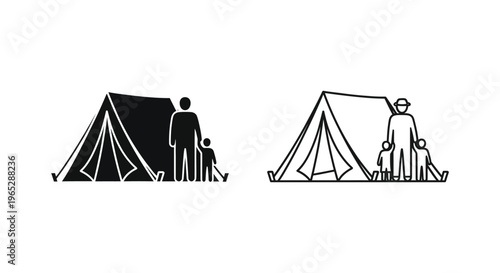 Camping family tents illustration Vector