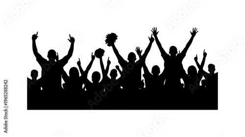 Celebratory Crowd Cheering with Pom-Poms