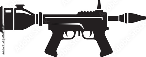 Black, futuristic, assault rifle, vector, gun, weapon, silhouette, illustration