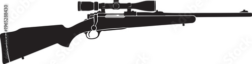 Rifle, sniper rifle, hunting rifle, gun, weapon, black silhouette, vector illustration,  hunting, outdoors, sport