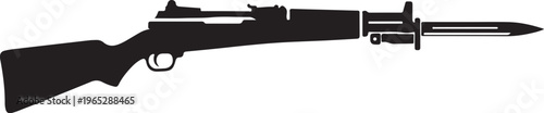 Rifle, bayonet, black silhouette, vector, military, weapon, combat