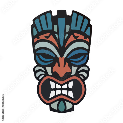 Colorful Tiki Mask Illustration