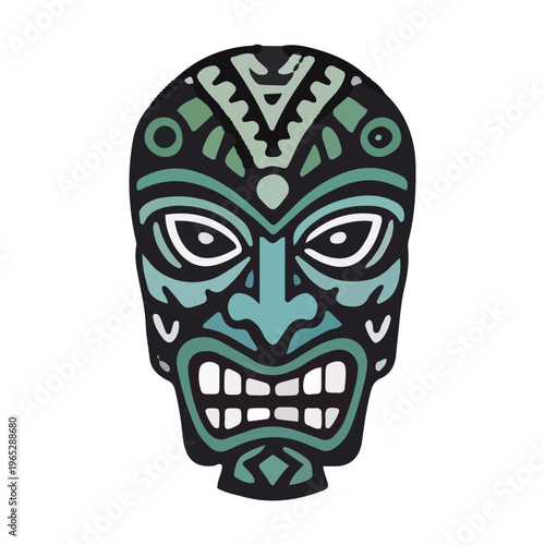 Tribal Tiki Mask Illustration