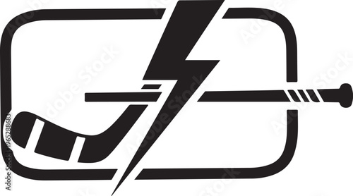 Hockey, ice hockey, sports, logo, icon, black, vector graphics, athletic, equipment, stick, puck, lightning bolt, symbol, graphic resources