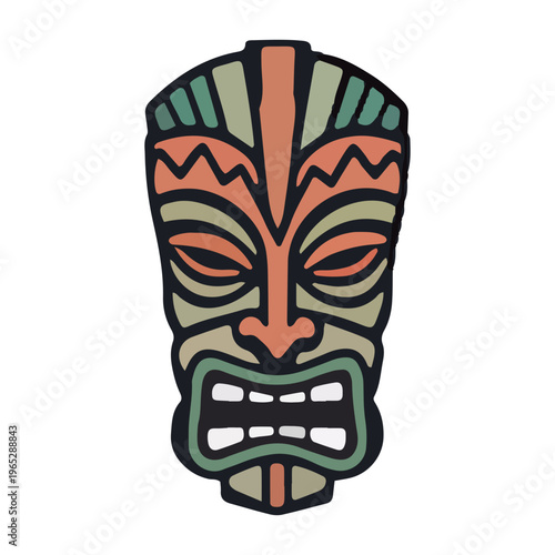 Colorful Tiki Mask Illustration