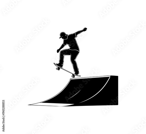 Skateboarder Performing Mid-Air Trick on Ramp