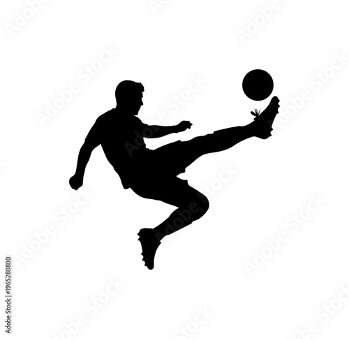 Dynamic Soccer Player Kicking Ball Silhouette